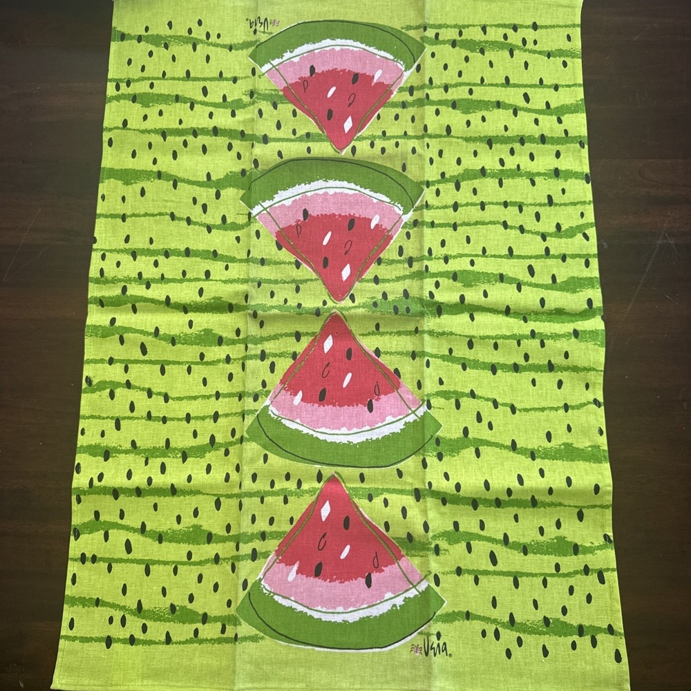 Vera Neumann Kitchen Towel Watermelon Slices Green Summer Fruit Pattern